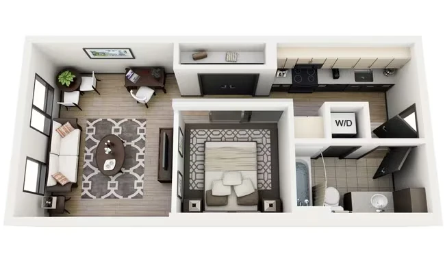 1x1 Open C 608 floor plan